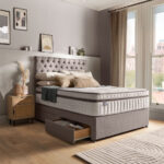 Silentnight 4 Drawer Divan Base with Eden Headboard in Wheat in 3 Sizes - Image 2