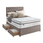 Silentnight 4 Drawer Divan Base with Eden Headboard in Wheat in 3 Sizes - Image 3