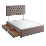 Silentnight 4 Drawer Divan Base with Eden Headboard in Wheat in 3 Sizes - Image 9