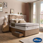 Silentnight Continental Divan Base with Eden Headboard in Wheat in 3 Sizes
