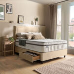 Silentnight Velvet 4 Drawer Divan Base with Malvern Headboard in Umbra in 3 Sizes - Image 16