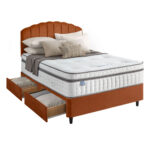 Silentnight Velvet 4 Drawer Divan Base with Merlin Headboard in Maritime in 3 Sizes - Image 8