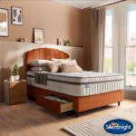 Silentnight Velvet 4 Drawer Divan Base with Merlin Headboard in Maritime in 3 Sizes - Image 11