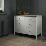 Bentley Designs Whitby Scandi Oak & Soft Grey 4 Drawer Chest of Drawers