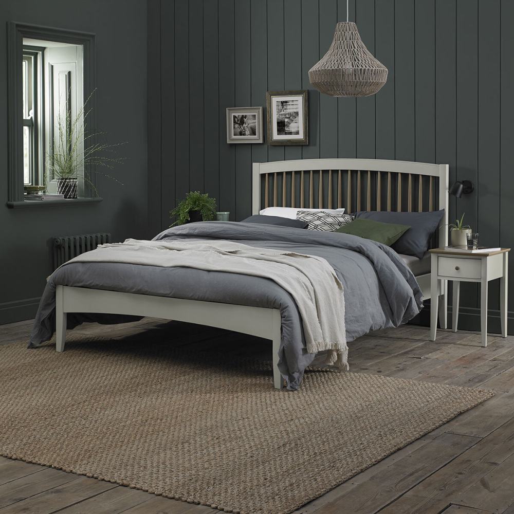 Bentley Designs Whitby Scandi Oak & Soft Grey Bed Frame in 2 Sizes