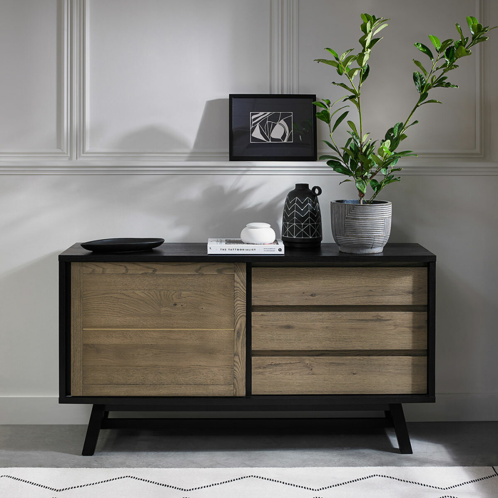Bentley Designs Camden Weathered Oak & Peppercorn Wide Sideboard