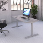 Elev8 Large Power Adjustable Height Desk, Grey Oak - Image 4