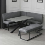 Indus Valley Arden Ceramic Dining Table With Grey Corner Bench & Low Bench