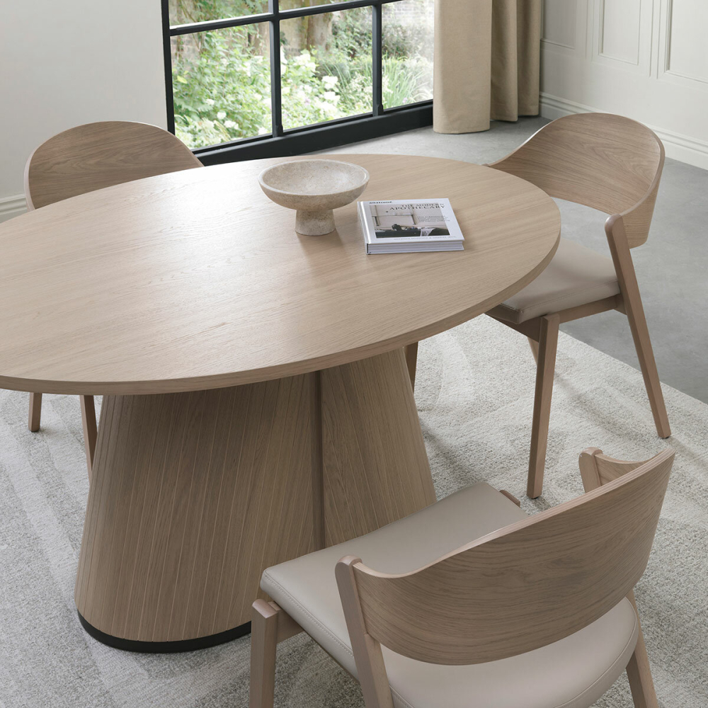 Bentley Designs Vega Scandi Light Oak Dining Table, Seats 4