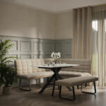 Indus Valley Reva Beige Corner Bench Set, Right Hand Facing