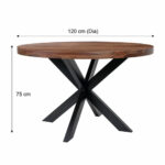Indus Valley Henley Round Wooden Dining Table + 4 Brown Chairs - Image 2