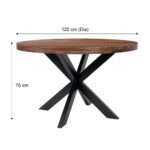 Indus Valley Henley Round Wooden Dining Table + 4 Grey Chairs - Image 2