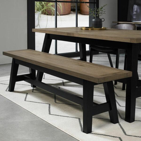 Bentley Designs Camden Weathered Oak & Peppercorn Small Bench, 177cm