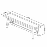 Bentley Designs Camden Weathered Oak & Peppercorn Small Bench, 177cm - Image 2