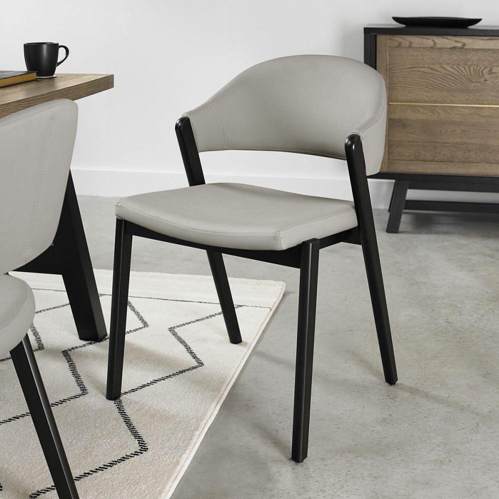 6944ec8a558cf7137ff478347d8eac7f1cd0f160006bdc0a1f80a.jpg Bentley Designs Camden Peppercorn Light Grey Leather Dining Chair, 2 Pack - Image 1