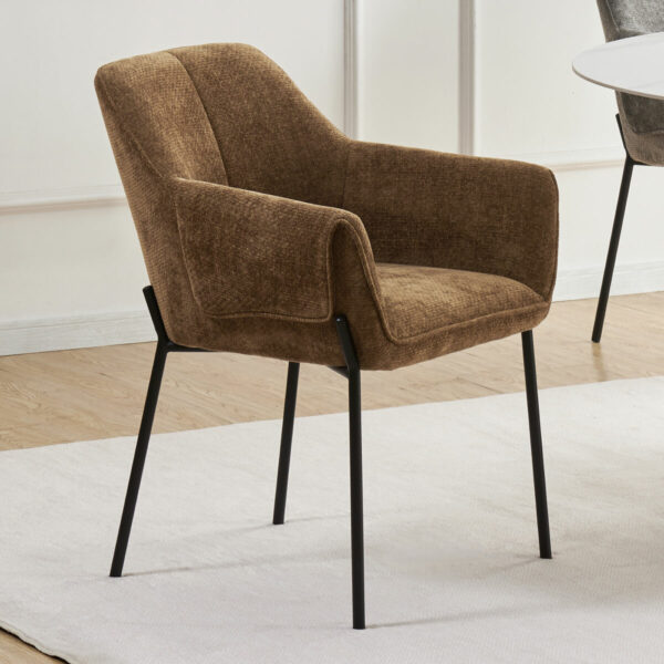 Manila Brown Fabric Dining Chair, 2 Pack