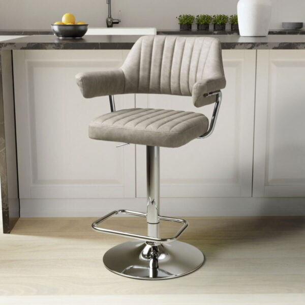 Cortez Mink Faux Leather Gas Lift Bar Stool, 2 Pack