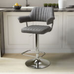 Cortez Dark Grey Faux Leather Gas Lift Bar Stool, 2 Pack