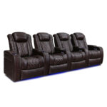 Valencia Tuscany Row of 4 Brown Leather Power Reclining Home Theatre Seating - Image 3