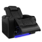 Valencia Tuscany Row of 3 Black Leather Power Reclining Home Theatre Seating - Image 4