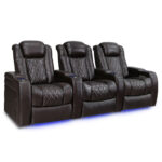Valencia Tuscany Row of 3 Brown Leather Power Reclining Home Theatre Seating - Image 3