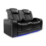 Valencia Tuscany Black Leather Power Reclining Home Theatre Sofa - Image 3