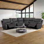 Gilman Creek Wylder Dark Grey Leather Power Reclining Sectional Sofa
