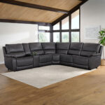 Gilman Creek Wylder Dark Grey Leather Power Reclining Sectional Sofa - Image 3