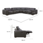 Aiden & Ivy Karson Dark Grey Leather Power Reclining Sectional Sofa - Image 2