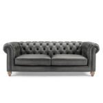 Allington 3 Seater Grey Leather Chesterfield Sofa - Image 3