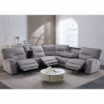 Excalibur Grey Fabric 6 Piece Power Reclining Sectional Sofa - Image 3