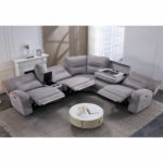 Excalibur Grey Fabric 6 Piece Power Reclining Sectional Sofa - Image 4