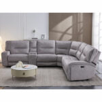 Excalibur Grey Fabric 6 Piece Power Reclining Sectional Sofa - Image 5