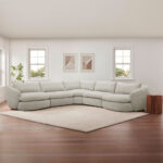 Aiden & Ivy Holley Beige Fabric 5 Piece Modular Sofa