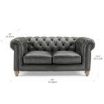Allington 2 Seater Grey Leather Chesterfield Sofa - Image 2