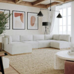 Henredon Murphy Cream 6 Piece Modular Fabric Sofa - Image 5