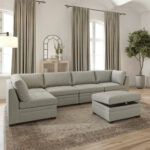 Thomasville Tisdale Beige 6 Piece Modular Fabric Sofa - Image 4