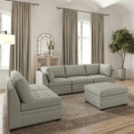 Thomasville Tisdale Beige 6 Piece Modular Fabric Sofa - Image 5