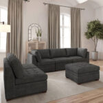 Thomasville Tisdale Dark Grey 6 Piece Modular Fabric Sofa - Image 4