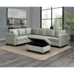 Thomasville Kylie Grey Fabric Sectional Sofa with Storage Ottoman - Image 5