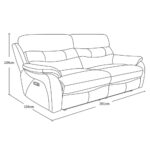 Fletcher Dark Grey Leather Power Reclining Large 2 Seater Sofa with Power Headrest - Image 2