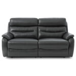 Fletcher Dark Grey Leather Power Reclining Large 2 Seater Sofa with Power Headrest - Image 3