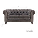Allington 2 Seater Grey Fabric Chesterfield Sofa - Image 2