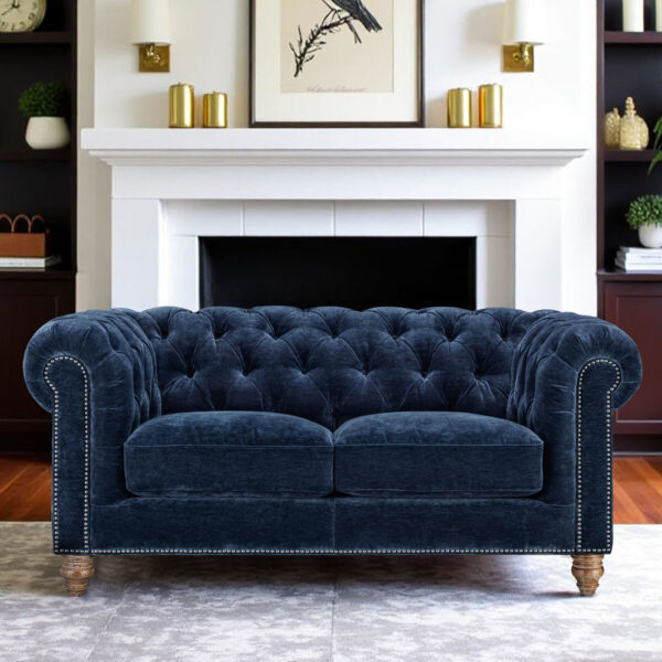 Allington 2 Seater Navy Fabric Chesterfield Sofa