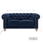 Allington 2 Seater Navy Fabric Chesterfield Sofa - Image 2