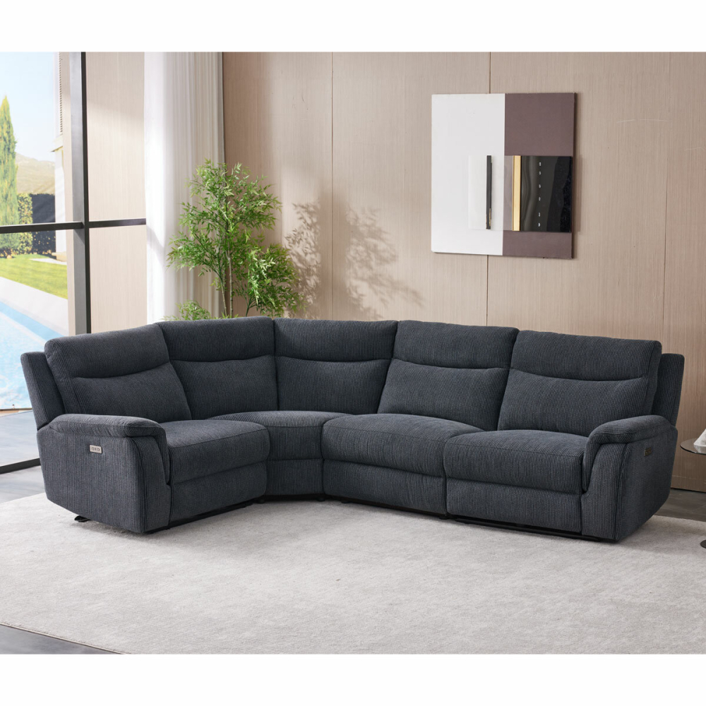 Maverick Grey Fabric Power Reclining Corner Sofa