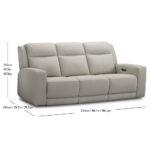 Simon Li Wren Light Grey Leather Power Reclining 3 Seater Sofa with Power Headrest - Image 2