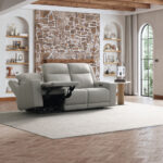 Simon Li Wren Light Grey Leather Power Reclining 3 Seater Sofa with Power Headrest - Image 3