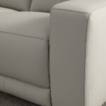 Simon Li Wren Light Grey Leather Power Reclining 3 Seater Sofa with Power Headrest - Image 4