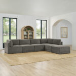 Thomasville Fallon Grey 6 Piece Modular Fabric Sofa - Image 5